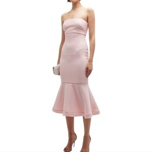 Revolve Likely dress size 6 pink midi strapless fluted